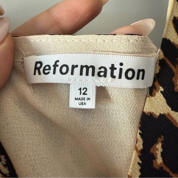 Reformation animal print leopard Taiga mini dress - size 12 (XL) NWOT - Picture 8 of 10
